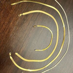 Gold and Sterling Silver/Gold Plated Herringbone Chain Necklaces and Bracelet
